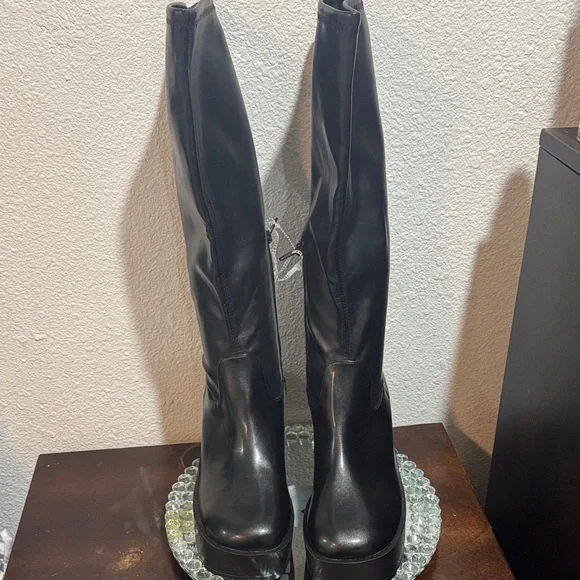 Sleek Black Over the Knee Boots NWOT - Picture 3 of 6